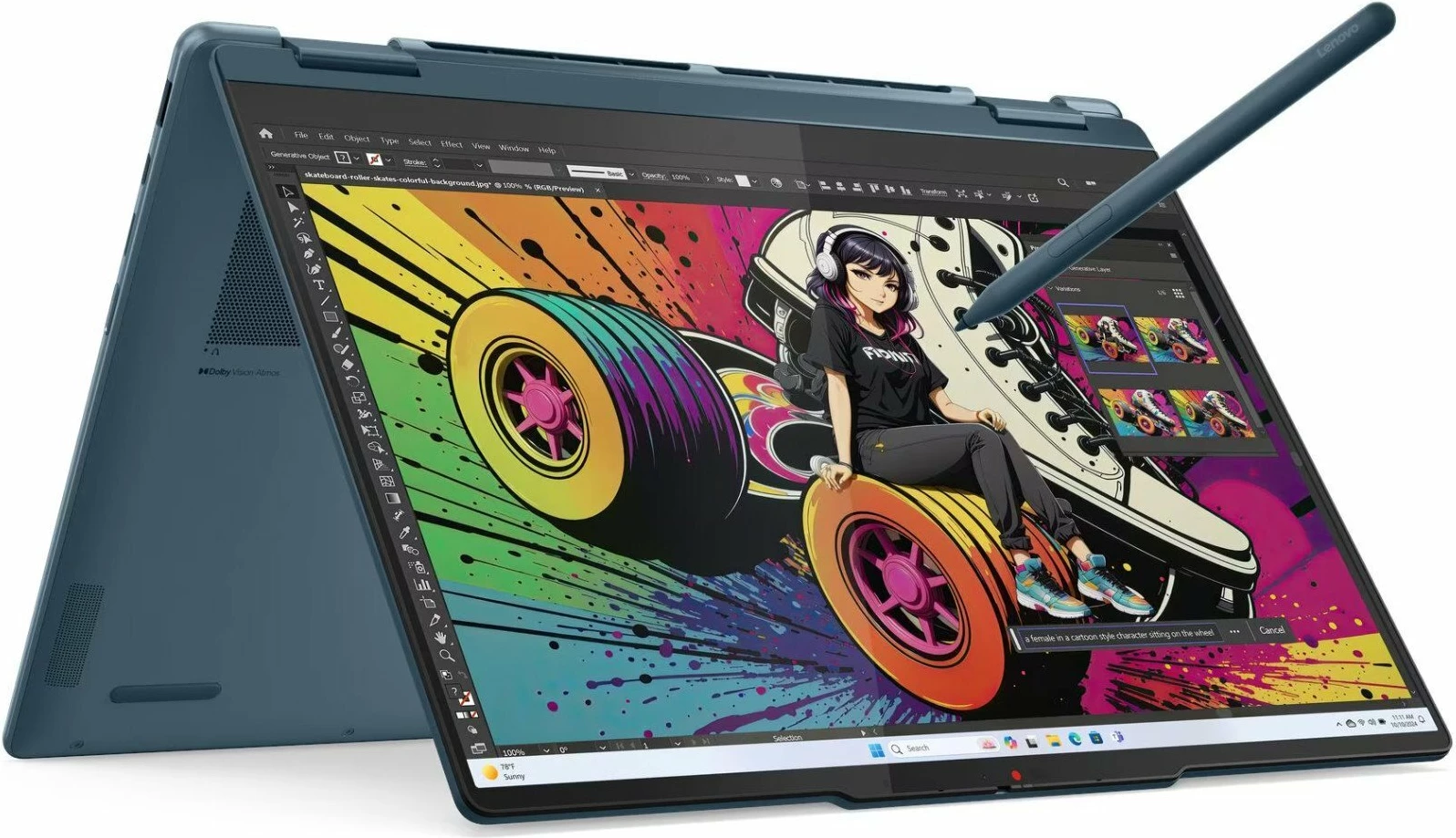 Laptop 2n1 Lenovo Yoga 7 14AKP10 (83JR008NPB) Ryzen AI 5 340, 16GB RAM, 512GB SSD, 14" OLED Touch, Windows 11, blu, set me Yoga Pen
