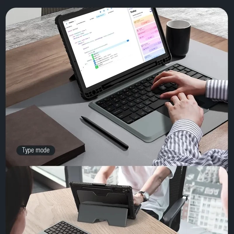 Mbështjellës bumper me tastierë NILLKIN 24010 për Samsung Galaxy Tab S9 11\", Bluetooth me touchpad, taste me ndriçim, e zezë