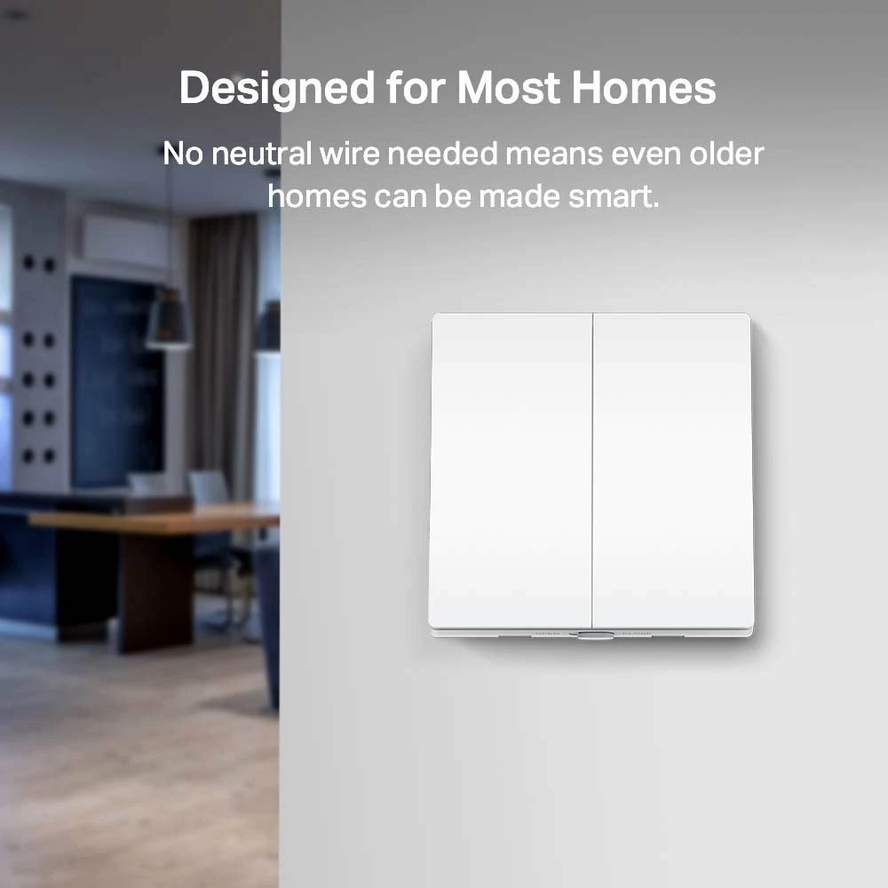 Switch i mençur i dritës TP-Link Tapo S220, dyfish (single-pole), pa tel neutral, kërkon Tapo Hub H100, i bardhë
