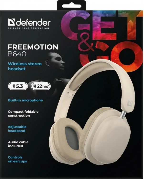 Kufje wireless Defender FreeMotion B640, Bluetooth 5.3, Stereo, Bezhe