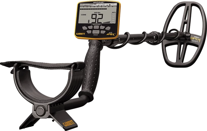detektor metalesh, Garrett, ACE Apex, Multi-Flex, frekuenca të shumta 5/10/15/20 kHz, Z-Lynk wireless, spiralë 6" x 11" DD Viper, bateri e rikarikueshme