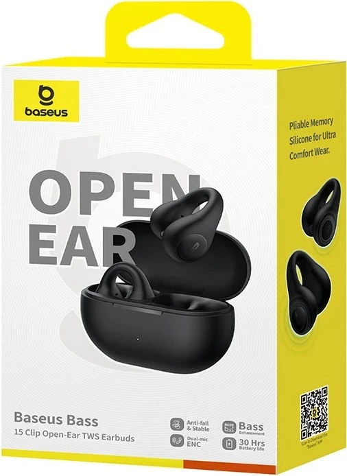 Kufje Baseus Bass 15 Clip Open Ear, True Wireless Stereo (TWS), Bluetooth, E zezë