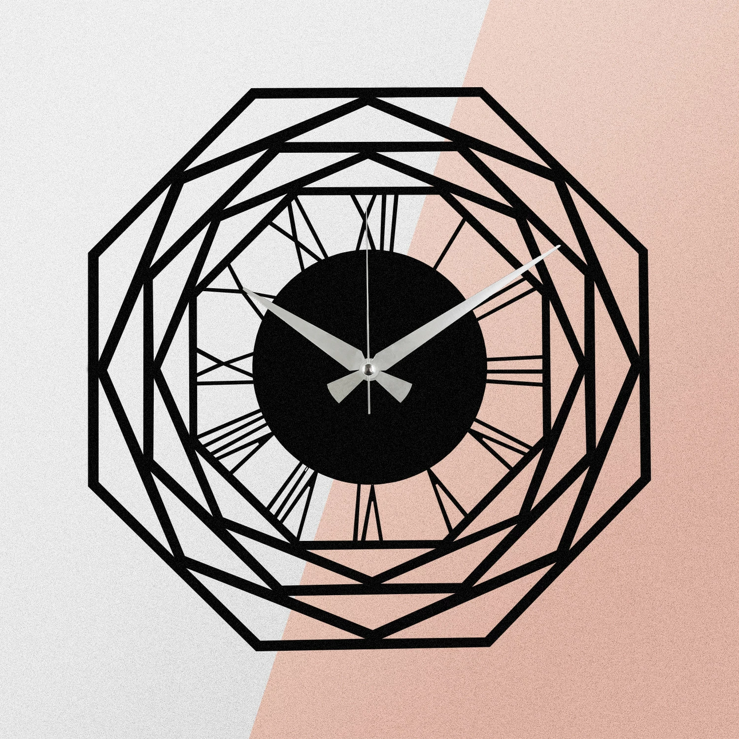 Orë muri dekorative prej metali, Wallity Enzoclock - S012, e zezë, 48x48cm