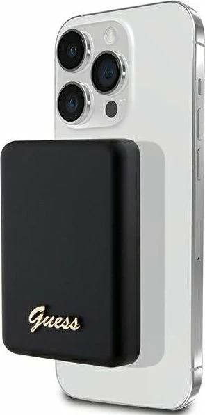 Powerbank Guess Metal Script Logo 5000mAh MagSafe 15W, i zi, set me kabllo USB-C 30cm