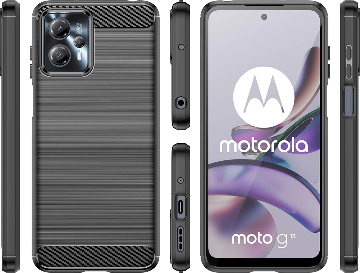 Mbështjellës Hurtel Carbon Case për Motorola Moto G13, TPU, i zi