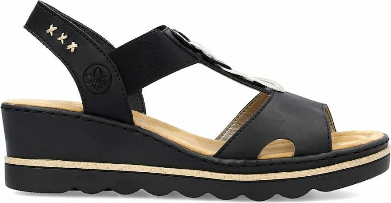 Sandale platforme për femra Rieker 67498-00, të zeza