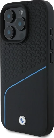 Mbështjellës BMW Sign Leather Textured And Line MagSafe për iPhone 16 Pro Max, i zi