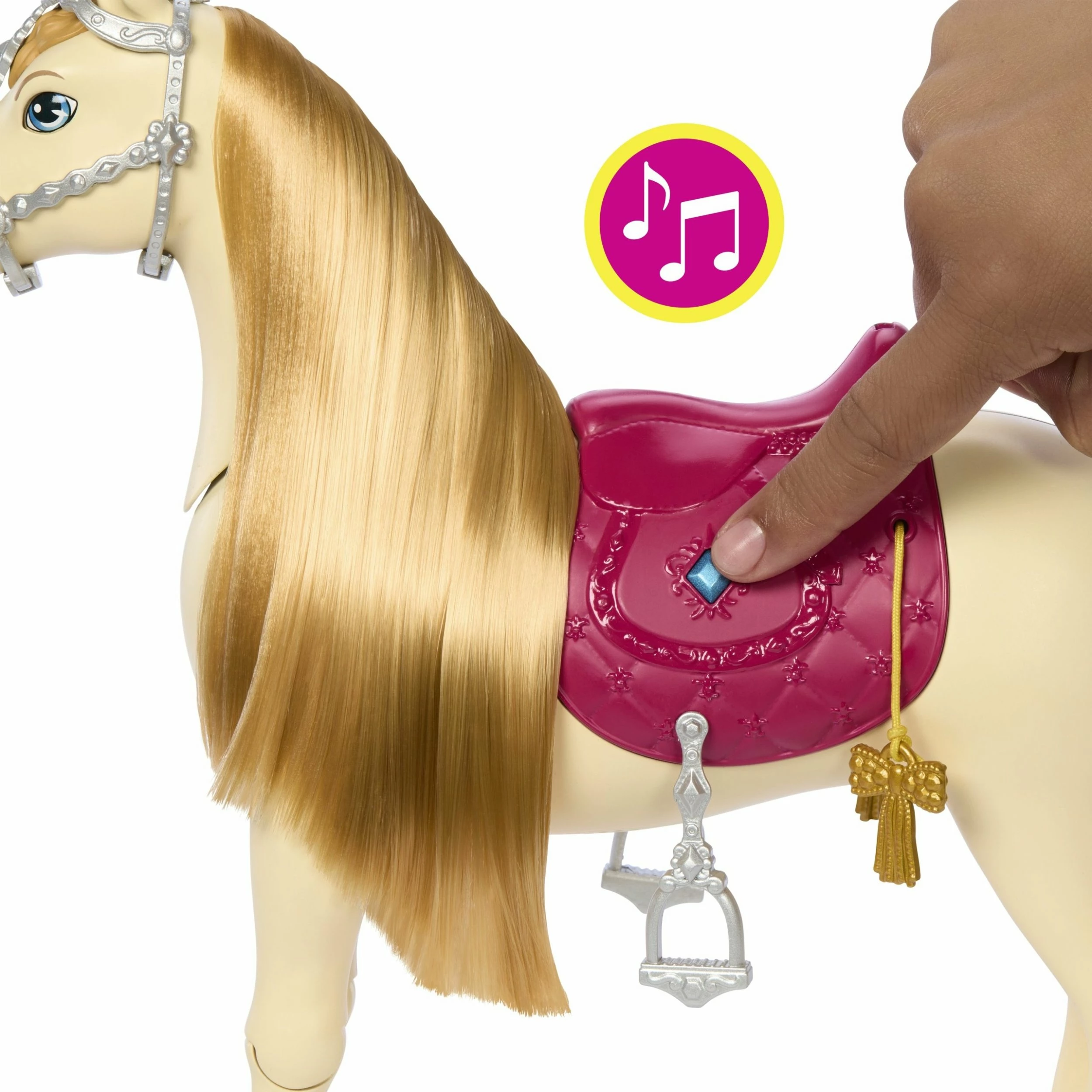 Kal interaktiv lodër Mattel Barbie Tornado HXJ42 me mbi 20 aktivizime tingulli, muzikë dhe aksesorë, rozë/krem