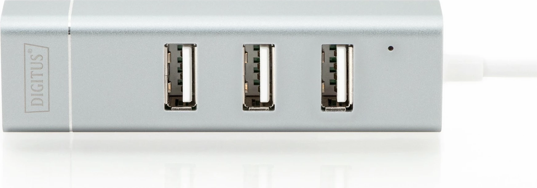 Hub USB Digitus, 3 porte, Ethernet, Alumini