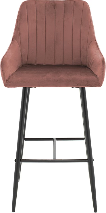 Karrige për bar Patrin, këmbë metalike të zeza, kadife ngjyrë mollë e kalbur