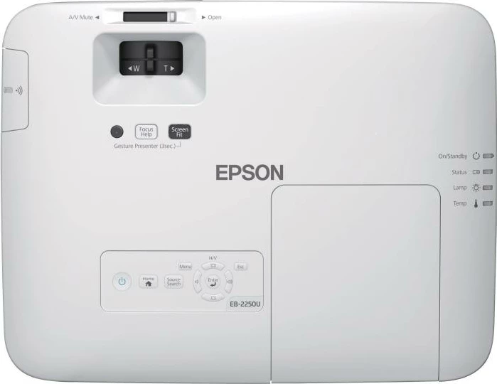Projektor digjital, Epson, EB-2250U (V11H871040), Full HD 1080p, 5000 ANSI lumens, 3LCD, HDMI x2, Wi‑Fi opsional, deri 300", i bardhë