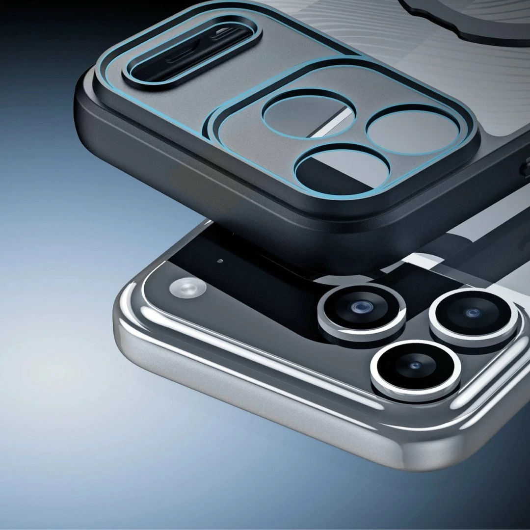 Mbështjellës DUXDUCIS Aimo Mag për iPhone 17 Pro, unazë magnetike me stand, karikim wireless, TPU/PC, i zi