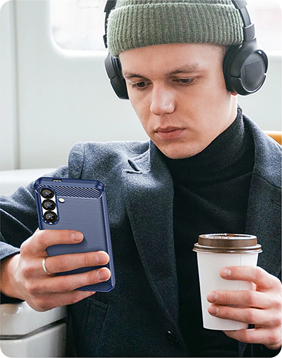 Mbështjellës Hurtel Carbon Case për Samsung Galaxy S25 Edge, silikon, zi