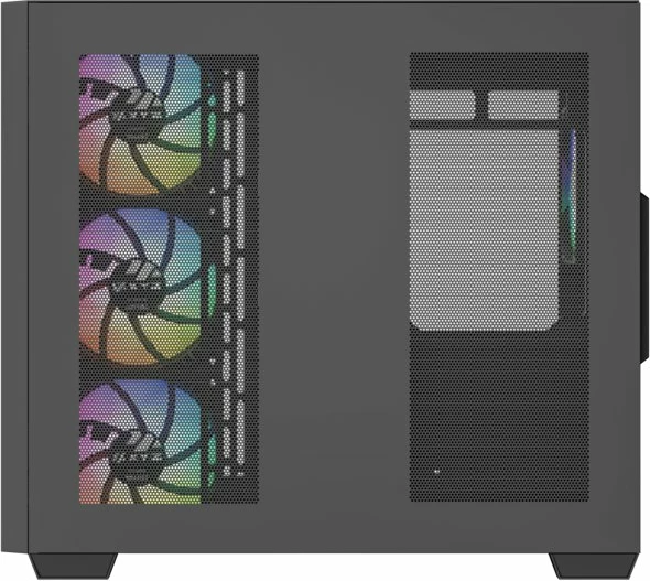Kasë XYZ PC GEAR Qubex X-CS-QUBEX-B Midi Tower ATX, xham i temperuar, 4x ventilatorë ARGB 120mm, USB Type-C, e zezë