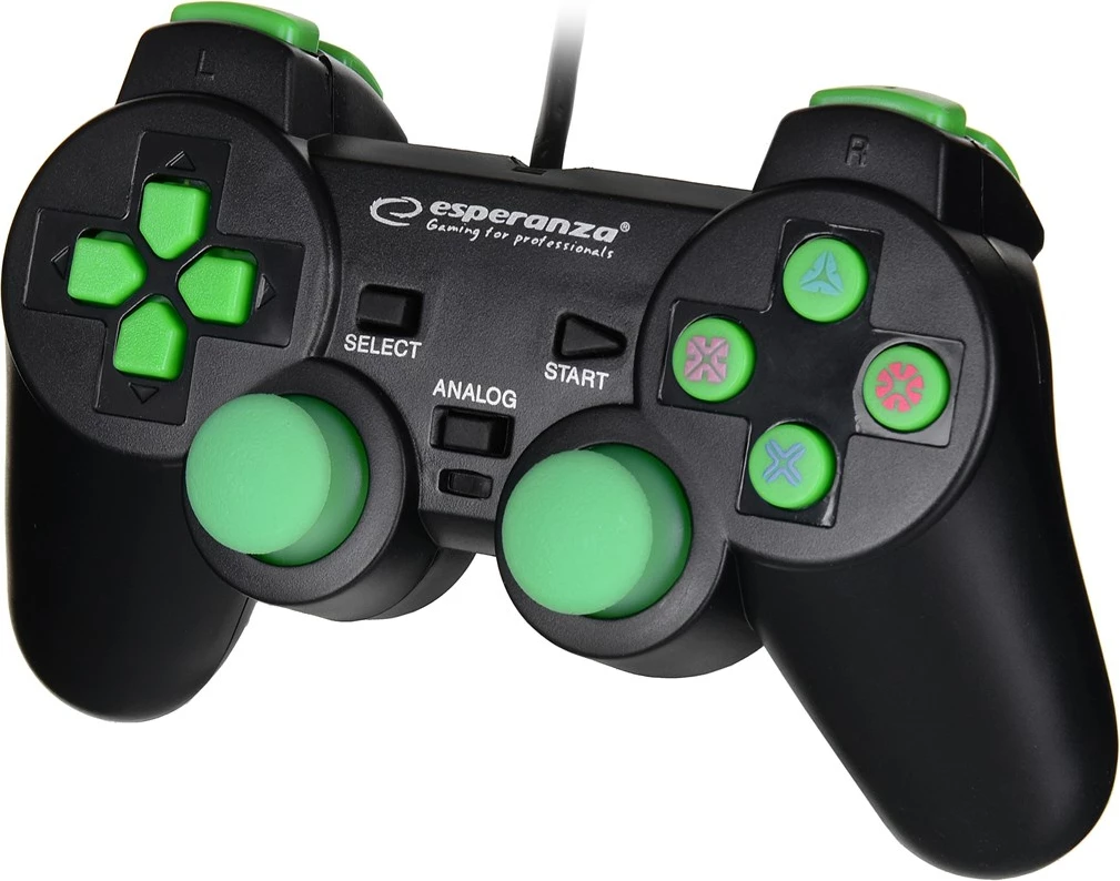 Kontroller Gaming Esperanza EGG107R për PC, Playstation 3, i zi/ i gjelbër