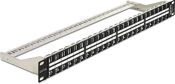 Patch panel DeLOCK 43280, 19", 48x RJ45 Keystone, 2U, i zi