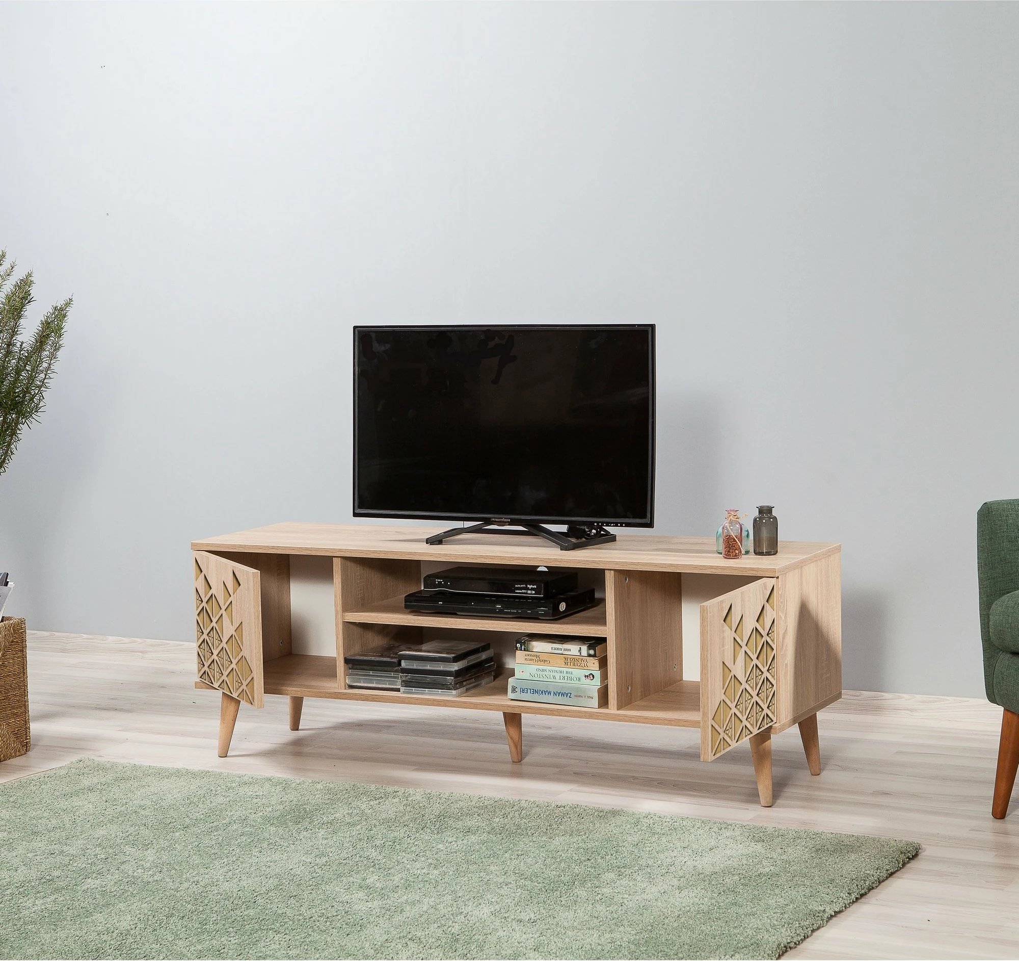 Komodë TV Truva, ngjyrë lisi sonoma, 140x50x40cm