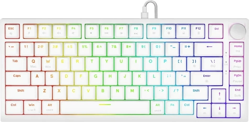 Tastierë mekanike Savio Astral, 75%, Outemu White Jade, RGB, USB-C, e bardhë