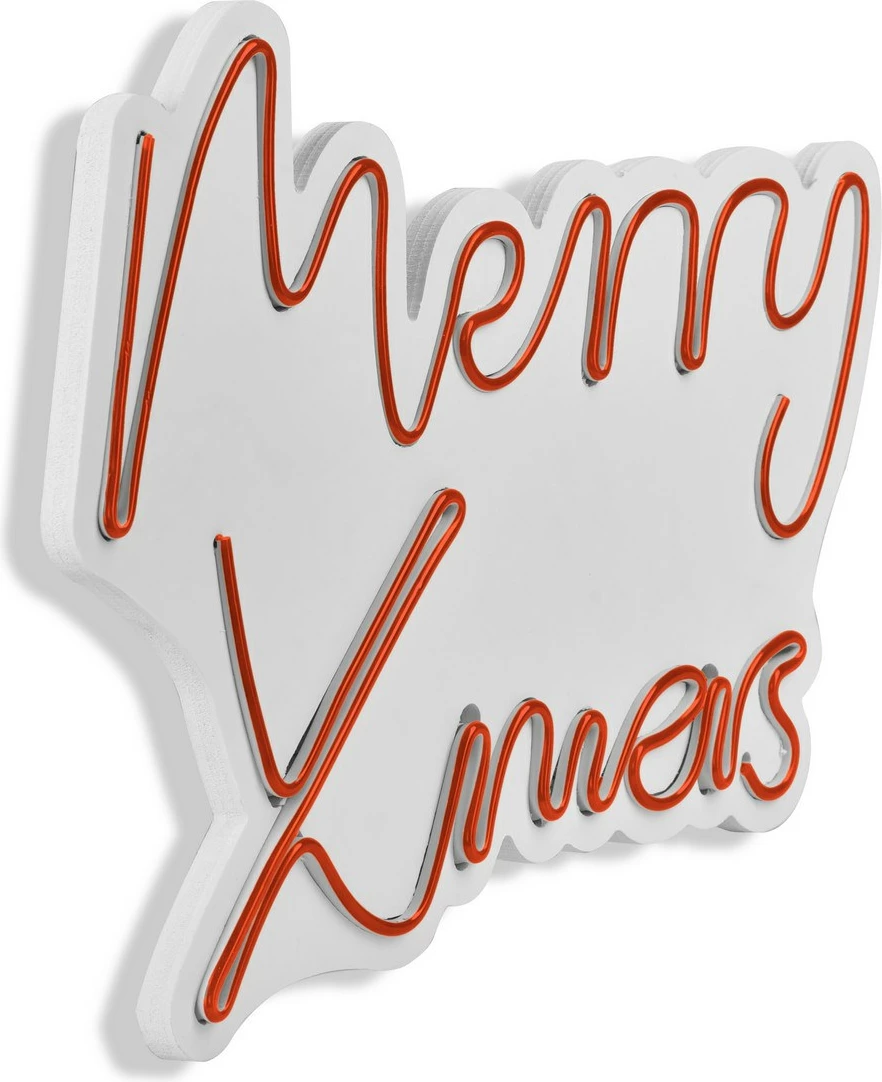 Dekor dritash LED plastike, 'Merry Christmas', ngjyrë e kuqe
