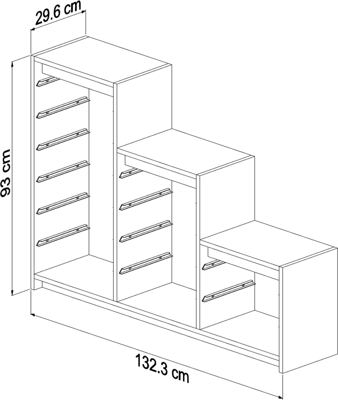 Komodinë e ngushtë SANI FH18206.01 melaminë e bardhë me sirtarë plastikë 93x29,6x132,3 cm