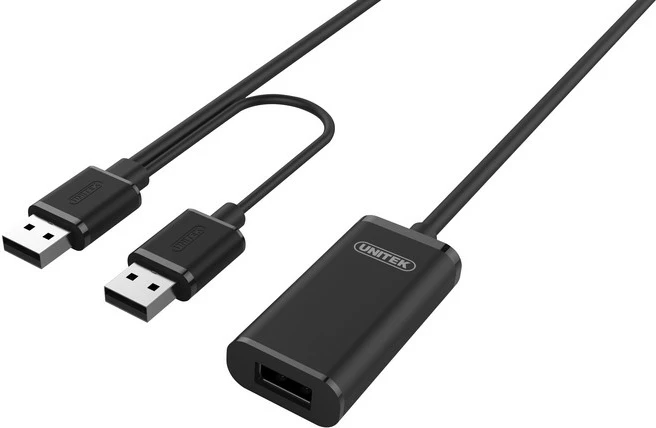 Kabllo zgjatuese aktive USB 2.0 Unitek Y-279, 20m, e zezë