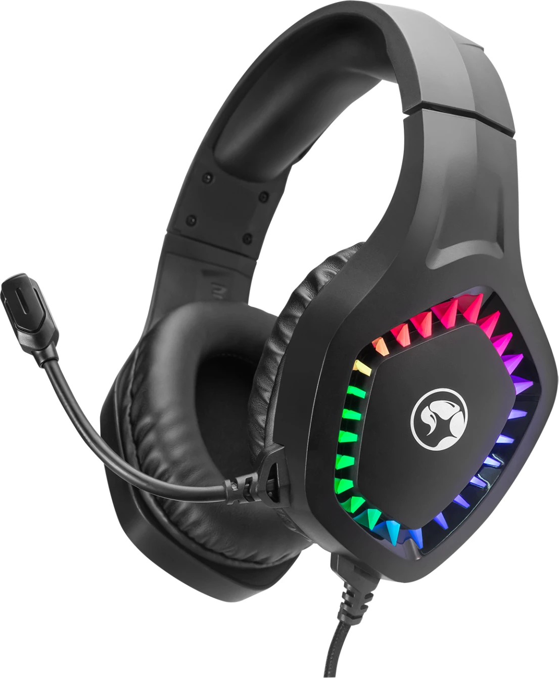 Kufje gaming Marvo H8360, me mikrofon, RGB, me kabllo, USB + 3.5mm, stereo, të zeza