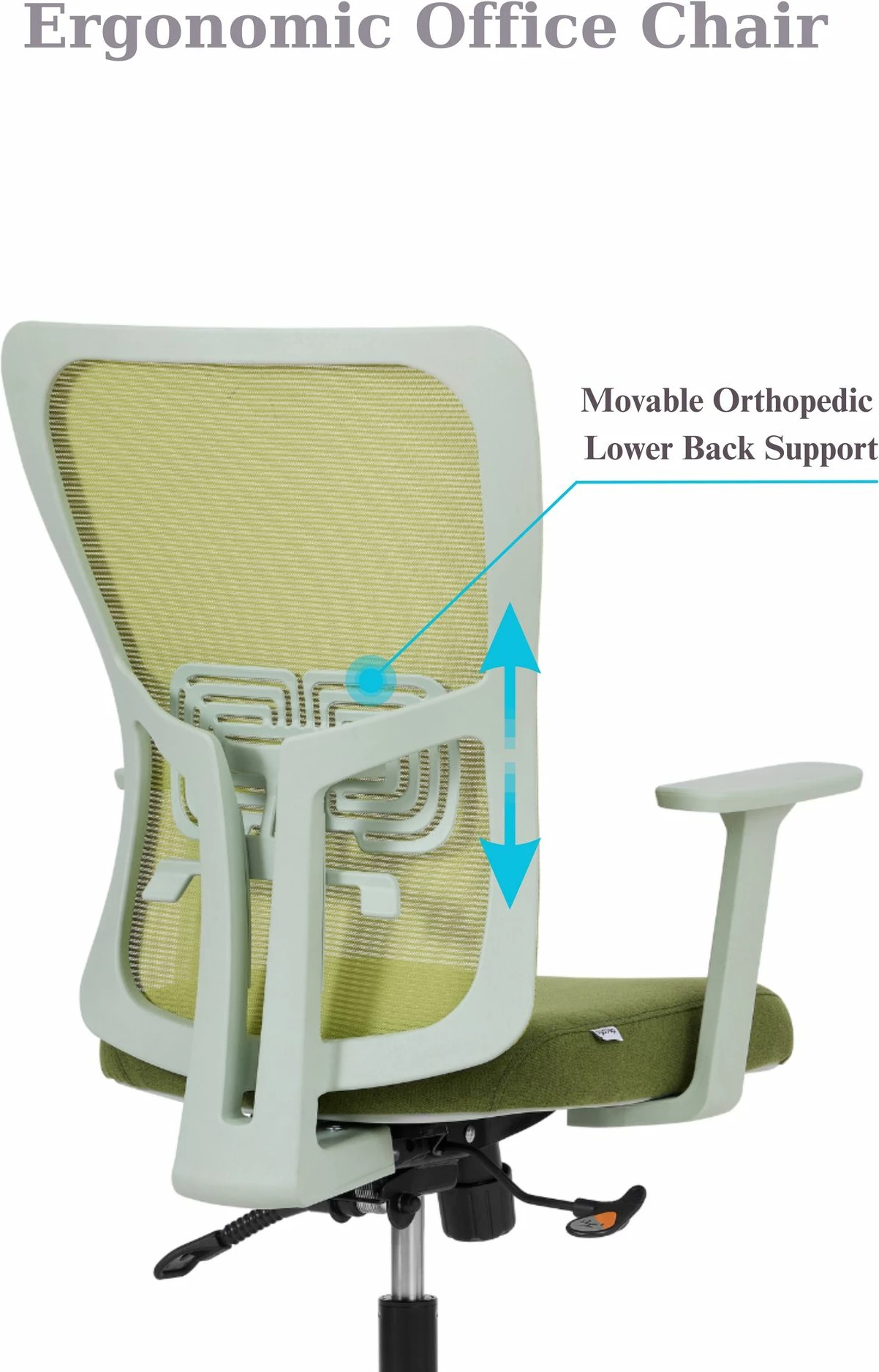 Karrige zyre Skye Decor, mbështetje mesit, 108, ngjyrë e gjelbër