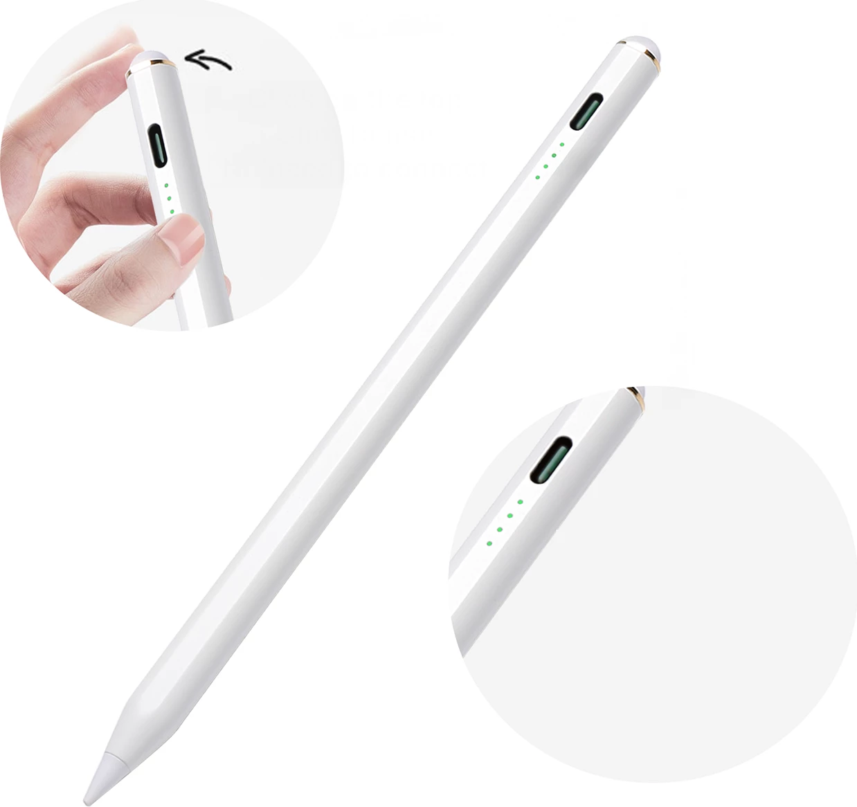 Stilus aktiv, Joyroom JR-X9S, palm rejection dhe ndjeshmëri këndi, magnetik, 8-10h, për iPad, i bardhë, me 2 maja zëvendësuese