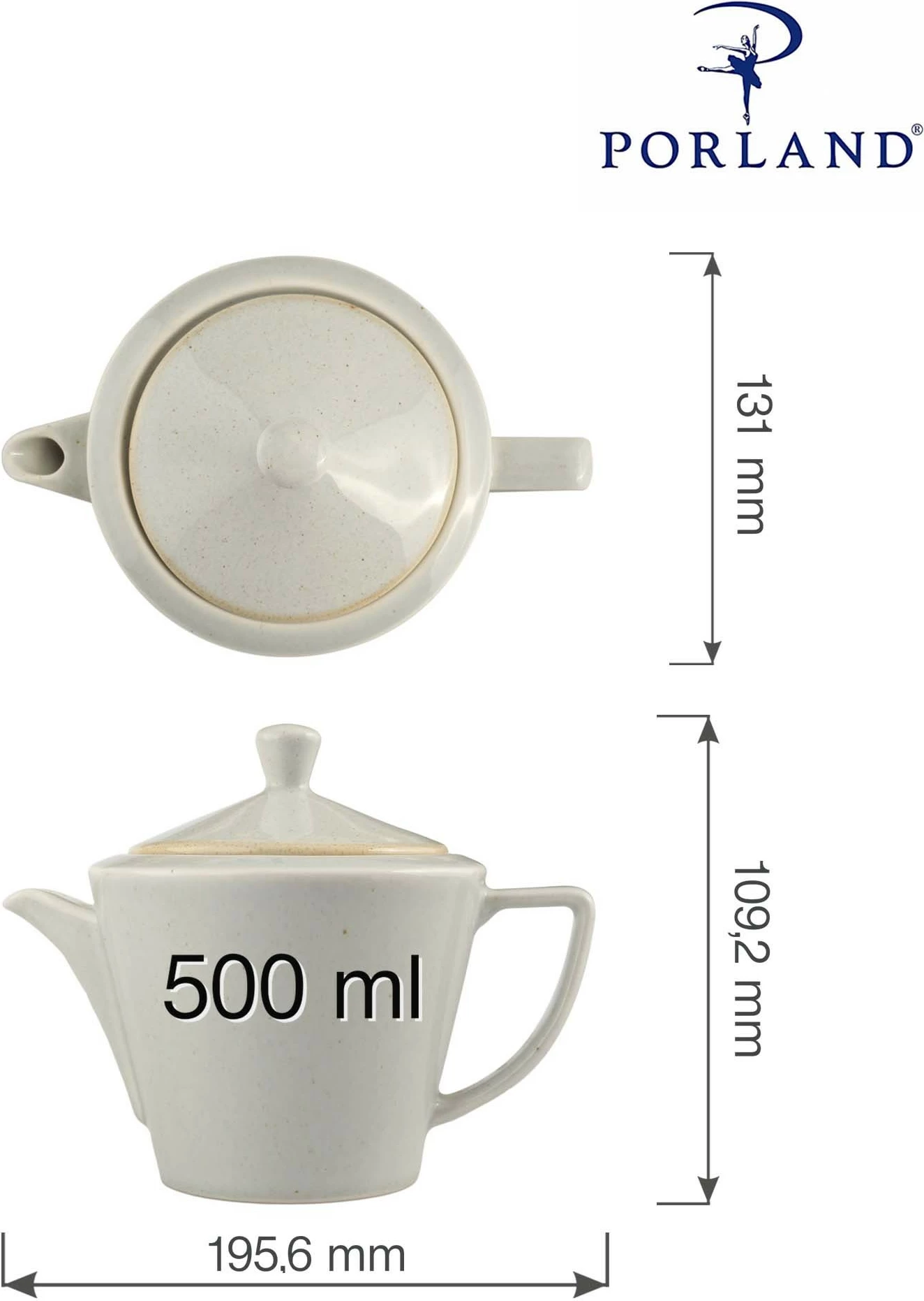 Çajnik Porland Seasons Ashen 500 ml, gri e çelët, set 6 copë