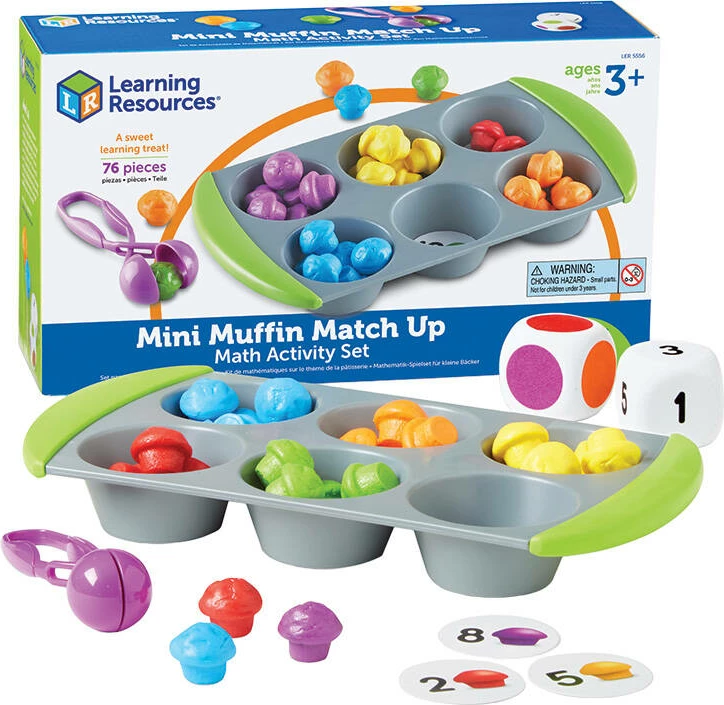 Set edukativ Mini Muffin Match Up Learning Resources LER 5556, për fëmijë 3+, 60 mini-muffina, 6 ngjyra