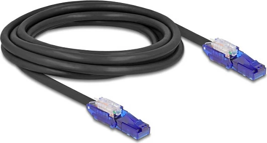 Kabllo rrjeti DeLOCK 80928, Cat6, 3 m, RJ-45 këndore 180°, 1 Gbps, e zezë/vjollcë