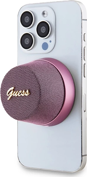 Altoparlant Bluetooth Guess Magnetic Script Metal, MagSafe, 1200mAh, Rozë