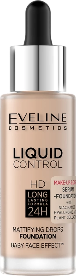 Fondatinë për femra Eveline Cosmetics Liquid Control HD Mattifying Face Foundation 050 Golden Beige 32ml