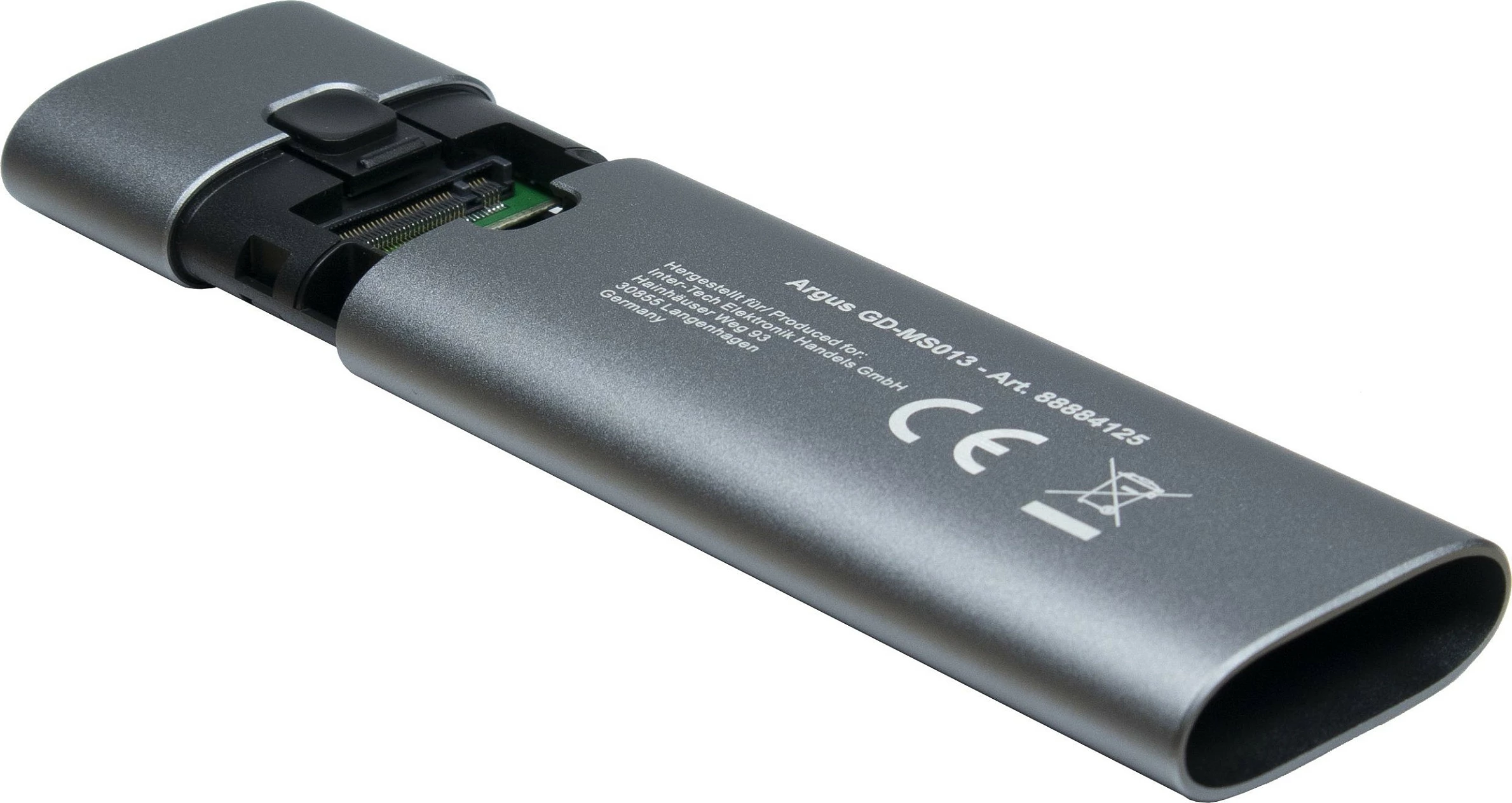 Enklosur i jashtëm për SSD M.2 Inter-Tech GD-MS013, 113x37x12mm, USB-C, gri