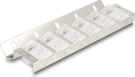 Mbajtës Keystone DeLOCK 12 porta i pjerrët, për rack 10"/19", argjend