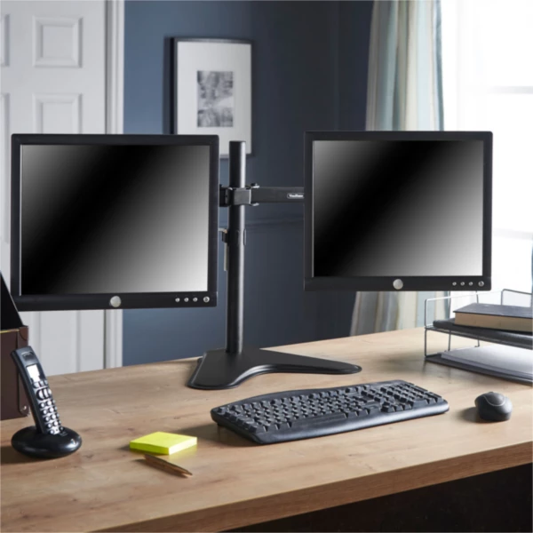 Mbajtëse tavoline për 2 monitorë VONHAUS 3005117 13-32\", VESA 75x75/100x100, e zezë