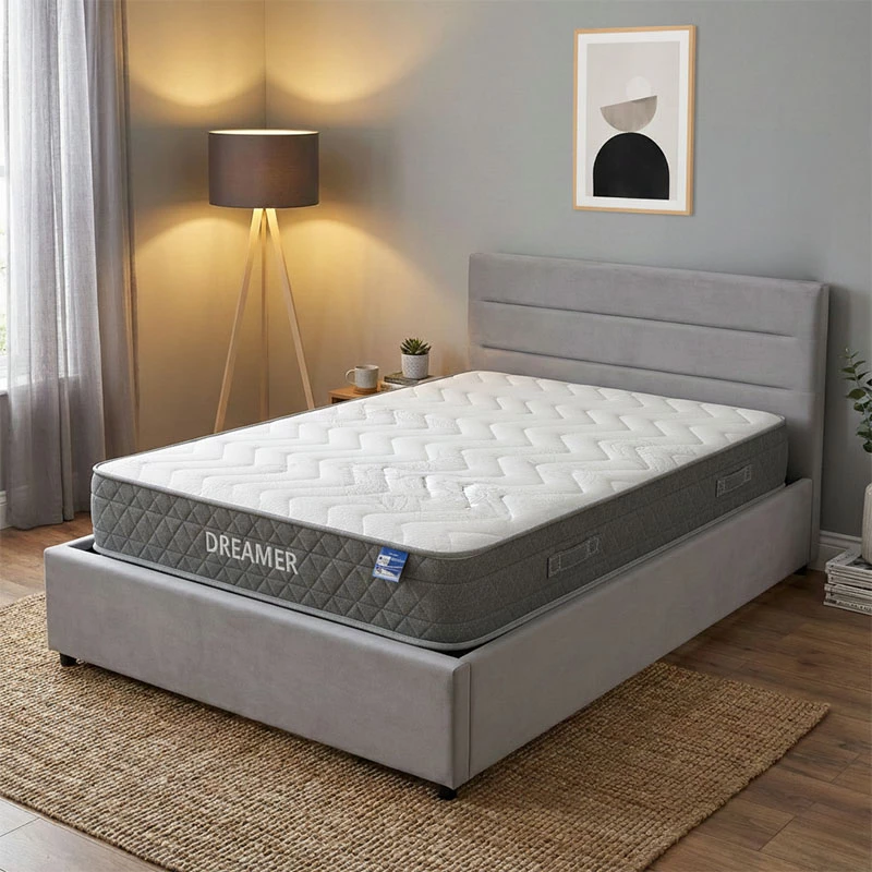 Krevat me dyshek dhe hapësirë për depo Molito-Dreamer, kadife gri, 120x200cm