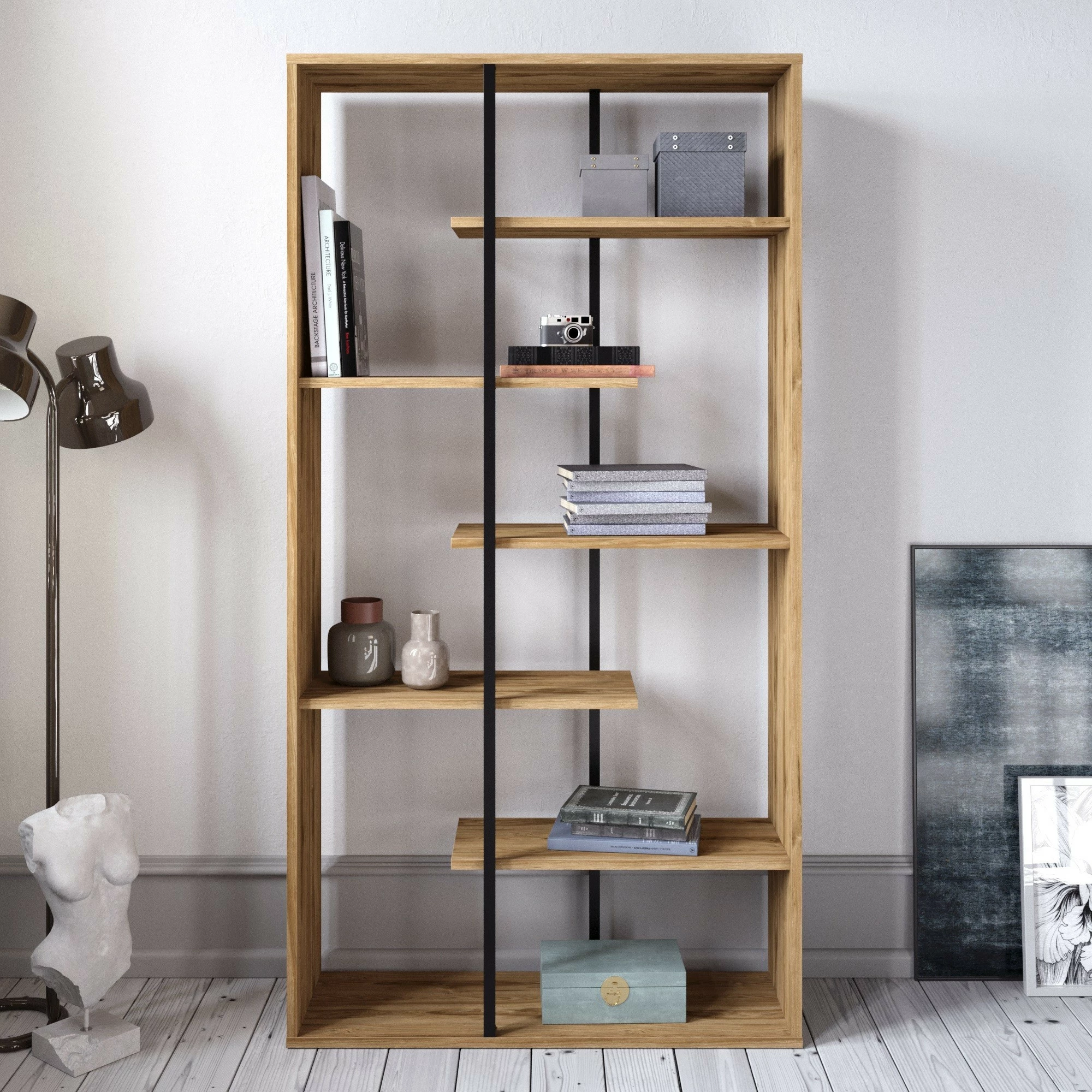 Raft librash Hanah Home Presto, ngjyrë arre dhe e zezë