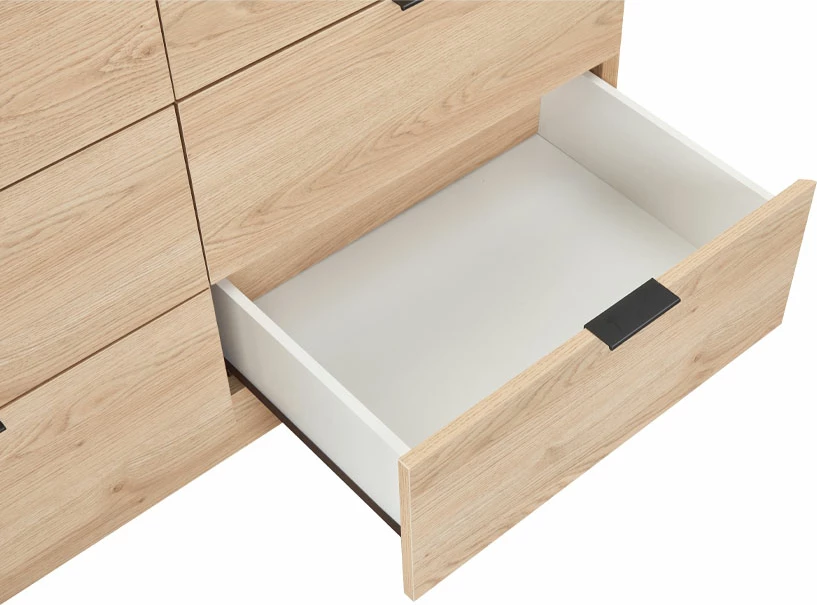 Komodë Cubius me 6 sirtarë, natyrale, 120x45.4x81cm