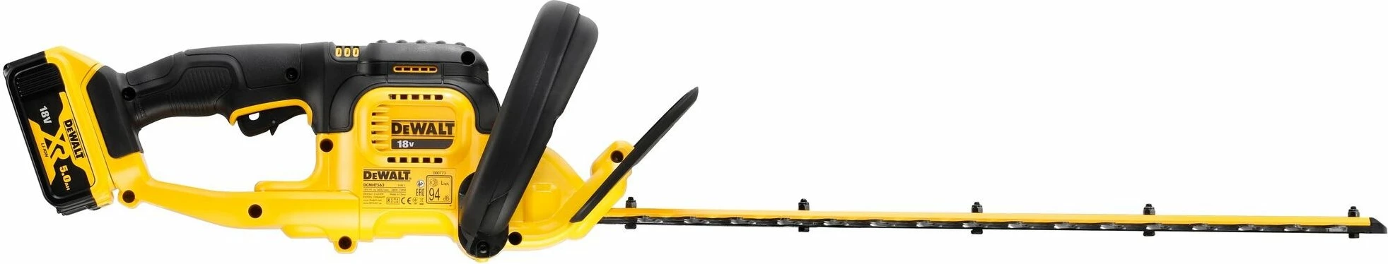 Gërshërë gardhi pa kabllo DeWalt DCMHT563P1-QW 55 cm, 18 V XR, bateri 5 Ah, me karikues, set 1 bateri, e verdhë/zezë