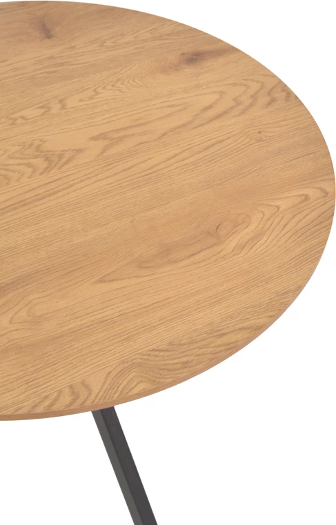 Tavolinë Xuson, MDF natyral, këmbë metalike të zeza, D80x75cm