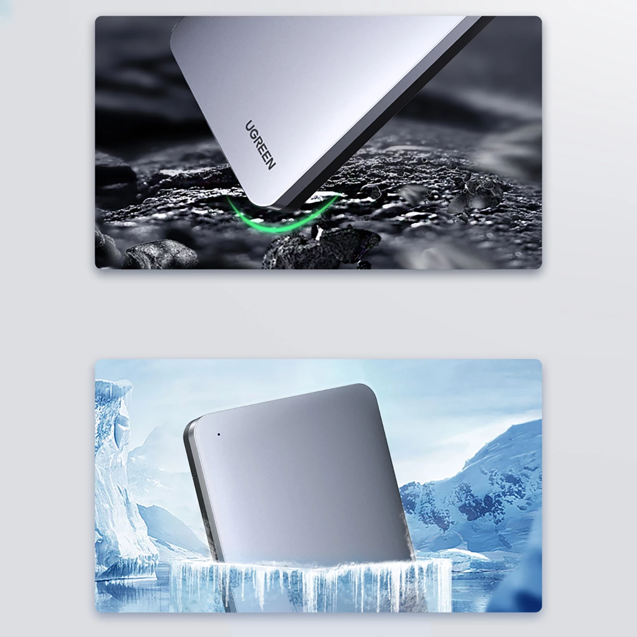 Kasë Ugreen CM300 70499 për hard disk 2.5" SATA 3.0, USB-C, 0.5m kabllo, Argjendtë