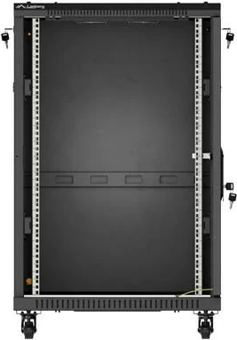 Kabinet rack LANBERG 19" 18U 600x600, me derë xhami, i zi
