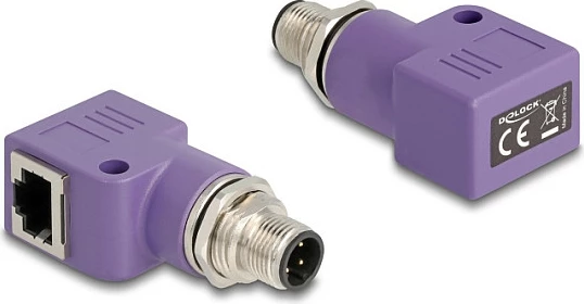 Adapter industrial Ethernet DeLOCK 60617, M12 mashkull në RJ45 femër, Cat5e, vjollcë