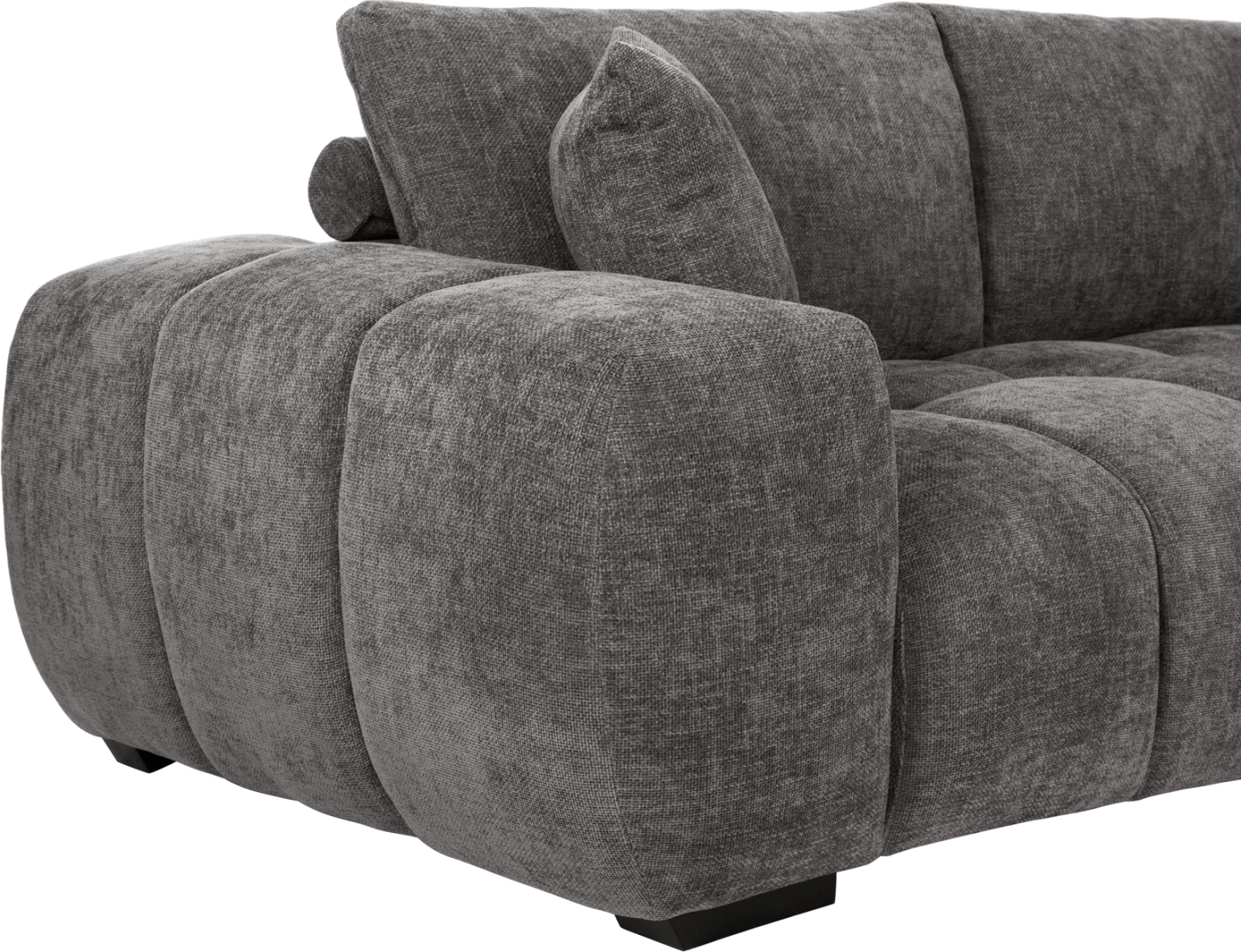 Këndi i divanit (djathtas) COVEN FH3266.03R, pëlhurë gri e errët, 298x102-208x85H cm