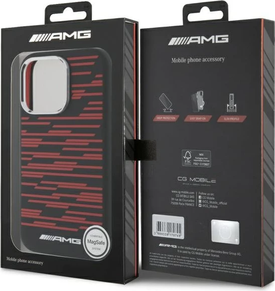 Mbështjellës silikoni AMG Mercedes për iPhone 16 Pro Max, MagSafe, Zi