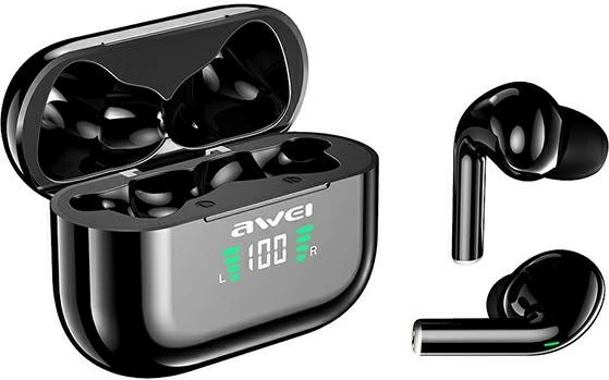 Kufje AWEI T29P TWS, Bluetooth 5.1, me mikrofon, të zeza, me stacion karikimi