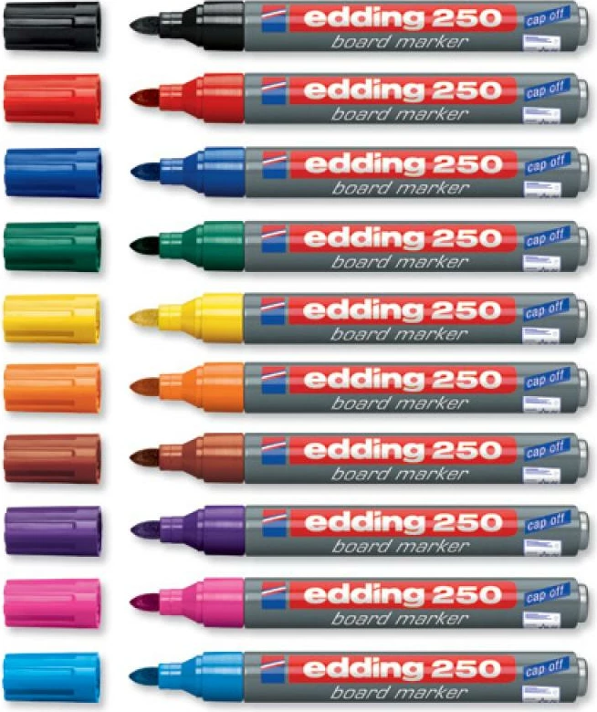 Marker whiteboard, Edding, 250 (4-250001/4250001), majë e rrumbullakët 1.5–3 mm, i rimbushëm, i zi