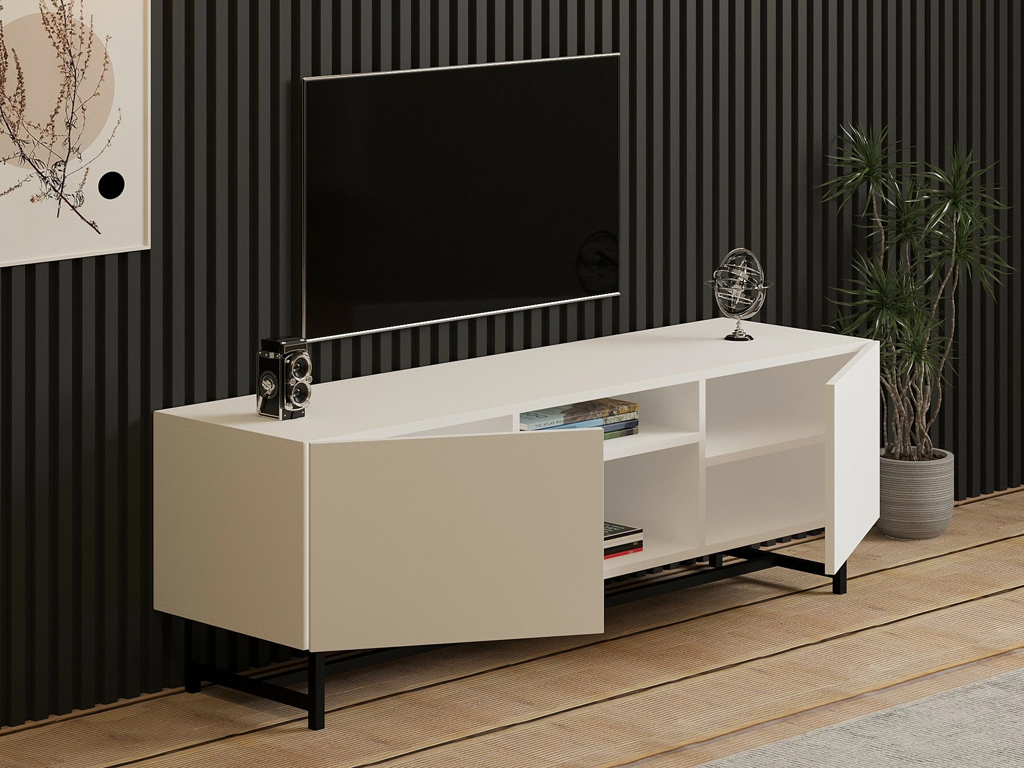 Komodë TV Hanah Home, Tugi, e bardhë