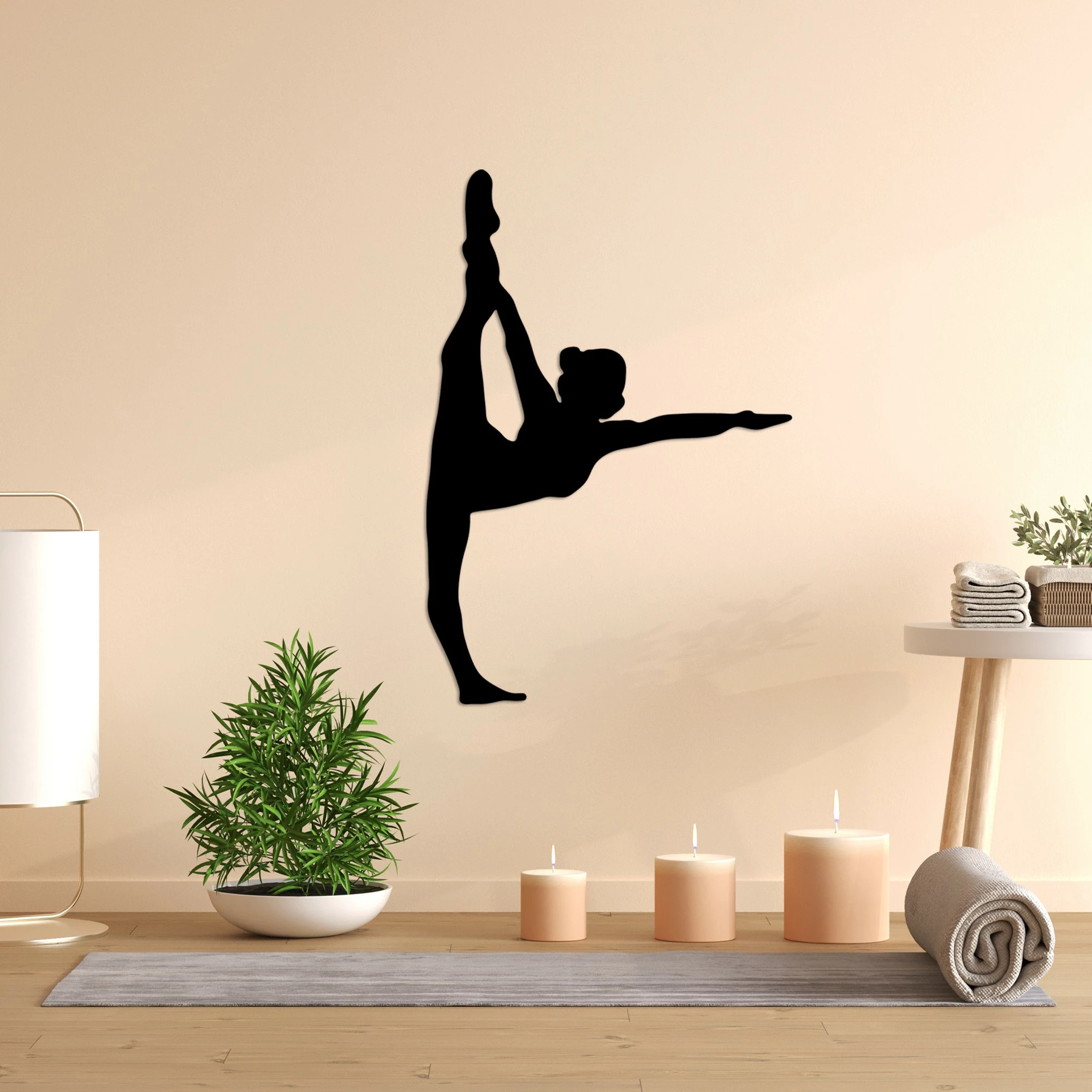 Aksesor dekorativ metalik për mur, Yoga 25, Wallity, ngjyrë e zezë, 41x60cm